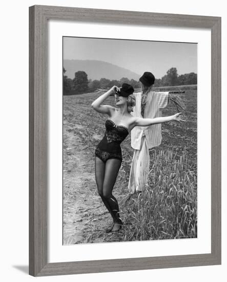 Actress and Dancer Julie Newmar Warming Up for Her Devil's Role in the Musical "Damn Yankees"-Nina Leen-Framed Premium Photographic Print