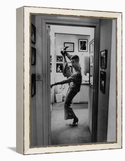 Actress Angela Lansbury Limbering Up for Hit Broadway Show 'Mame'-Mark Kauffman-Framed Premier Image Canvas