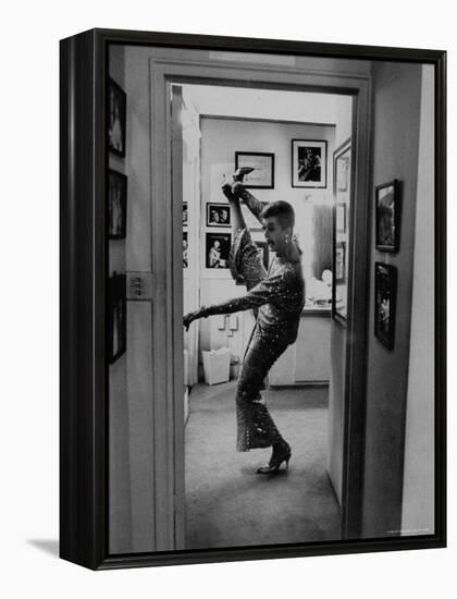 Actress Angela Lansbury Limbering Up for Hit Broadway Show 'Mame'-Mark Kauffman-Framed Premier Image Canvas