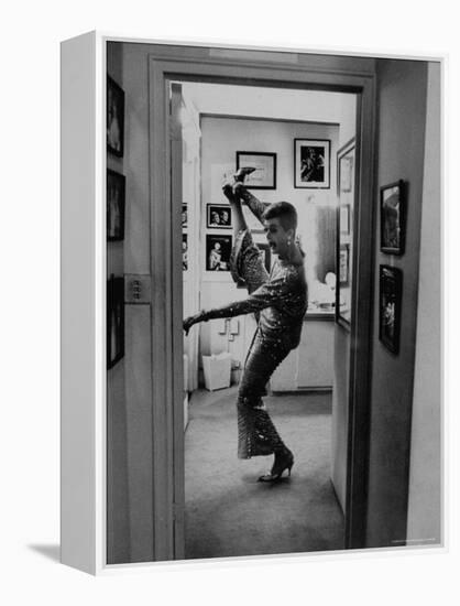 Actress Angela Lansbury Limbering Up for Hit Broadway Show 'Mame'-Mark Kauffman-Framed Premier Image Canvas