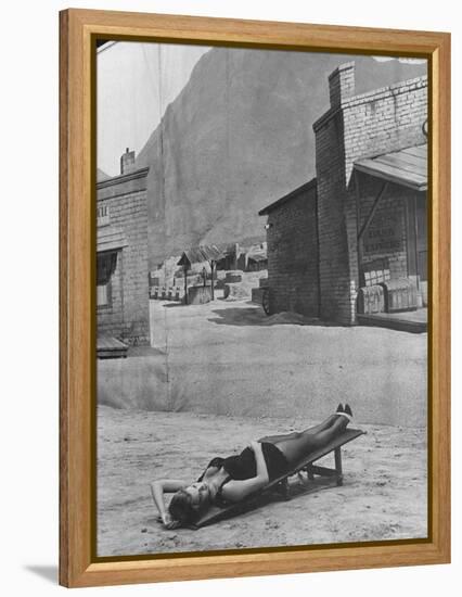 Actress Angie Dickinson on Set for "Rio Bravo"-Allan Grant-Framed Premier Image Canvas