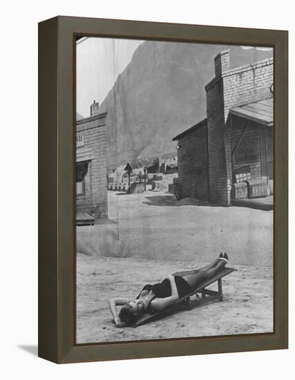 Actress Angie Dickinson on Set for "Rio Bravo"-Allan Grant-Framed Premier Image Canvas