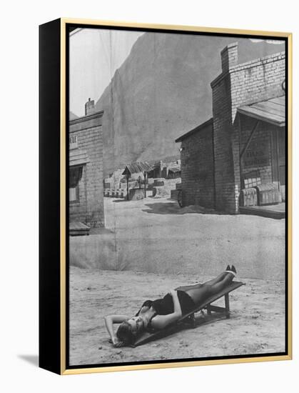 Actress Angie Dickinson on Set for "Rio Bravo"-Allan Grant-Framed Premier Image Canvas