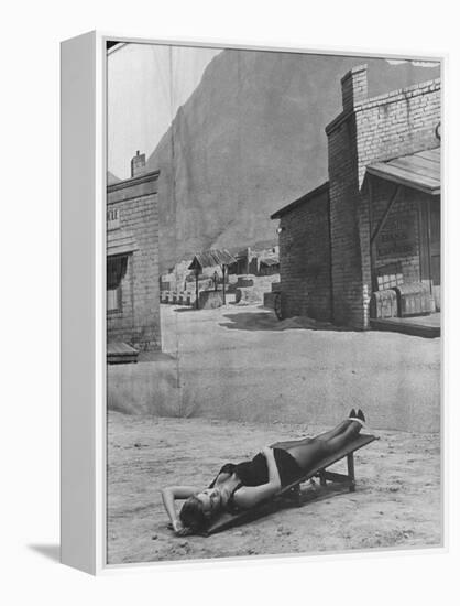 Actress Angie Dickinson on Set for "Rio Bravo"-Allan Grant-Framed Premier Image Canvas