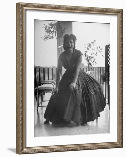 Actress Anna Magnani Sitting and Laughing-null-Framed Premium Photographic Print