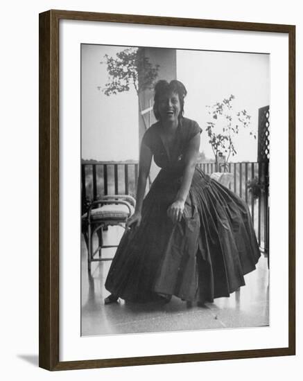 Actress Anna Magnani Sitting and Laughing-null-Framed Premium Photographic Print
