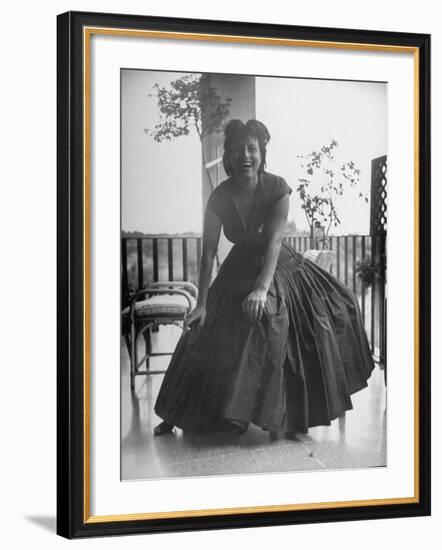 Actress Anna Magnani Sitting and Laughing-null-Framed Premium Photographic Print