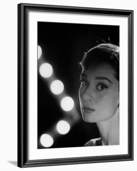 Actress Audrey Hepburn Backlit by V Pattern of 6 Klieg Lights-Allan Grant-Framed Premium Photographic Print