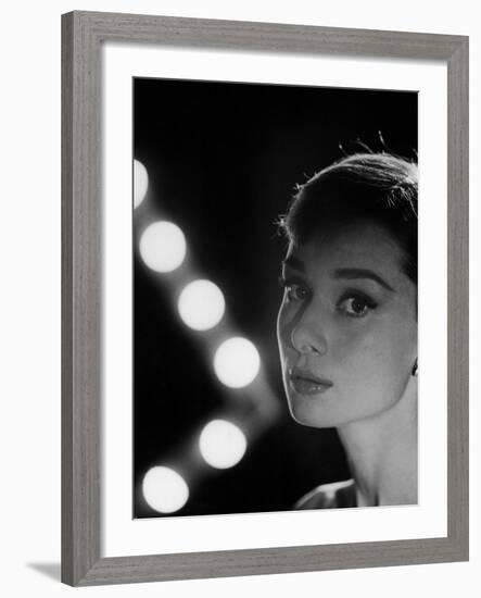 Actress Audrey Hepburn Backlit by V Pattern of 6 Klieg Lights-Allan Grant-Framed Premium Photographic Print