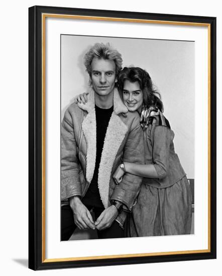 Actress Brooke Shields and Musician Sting-null-Framed Premium Photographic Print