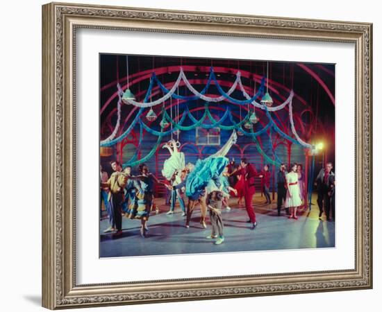 Actress Carol Lawrence Et Al in Dance Scene from Broadway Musical "West Side Story"-Hank Walker-Framed Photographic Print