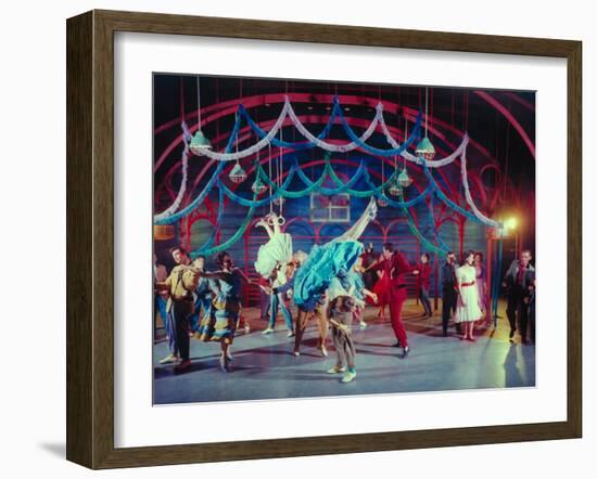 Actress Carol Lawrence Et Al in Dance Scene from Broadway Musical "West Side Story"-Hank Walker-Framed Photographic Print