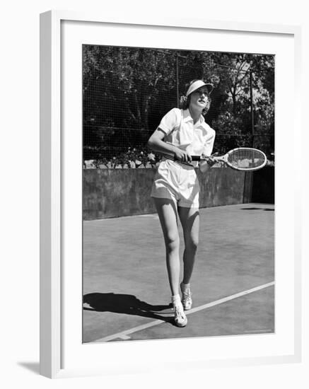 Actress Carol Lombard Stunningly Gorgeous in Tennis Togs on Court During Game-Alfred Eisenstaedt-Framed Premium Photographic Print