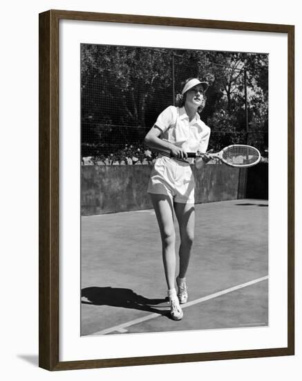 Actress Carol Lombard Stunningly Gorgeous in Tennis Togs on Court During Game-Alfred Eisenstaedt-Framed Premium Photographic Print