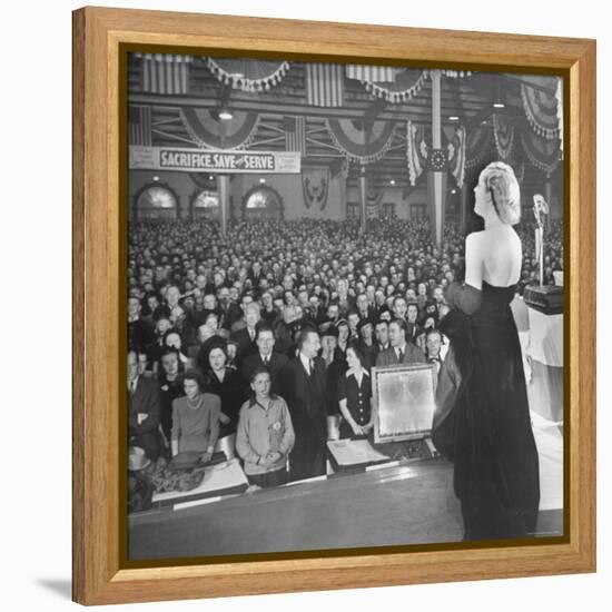 Actress Carole Lombard Performing to Help Sell War Bonds During Rally-Myron Davis-Framed Premier Image Canvas