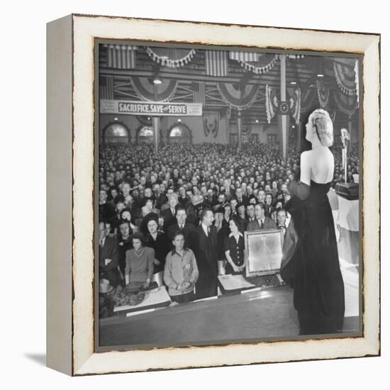 Actress Carole Lombard Performing to Help Sell War Bonds During Rally-Myron Davis-Framed Premier Image Canvas