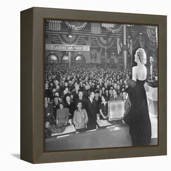 Actress Carole Lombard Performing to Help Sell War Bonds During Rally-Myron Davis-Framed Premier Image Canvas