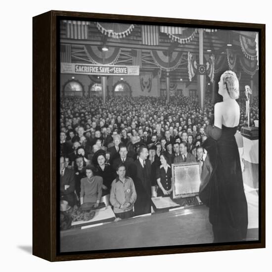 Actress Carole Lombard Performing to Help Sell War Bonds During Rally-Myron Davis-Framed Premier Image Canvas