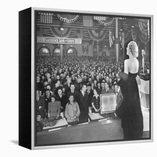 Actress Carole Lombard Performing to Help Sell War Bonds During Rally-Myron Davis-Framed Premier Image Canvas