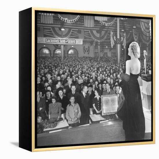 Actress Carole Lombard Performing to Help Sell War Bonds During Rally-Myron Davis-Framed Premier Image Canvas