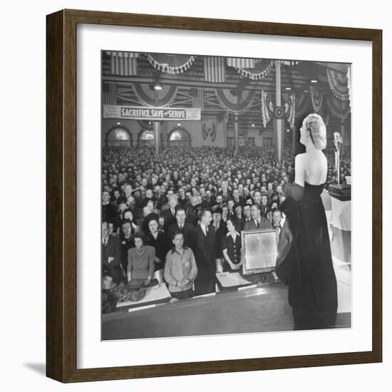 Actress Carole Lombard Performing to Help Sell War Bonds During Rally-Myron Davis-Framed Premium Photographic Print