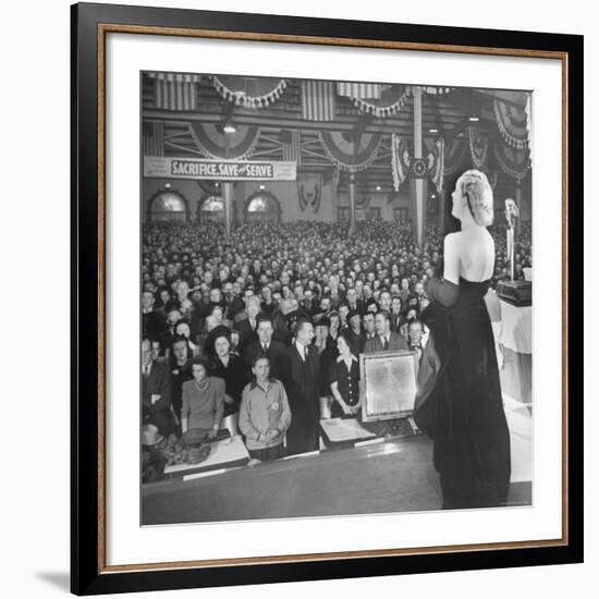 Actress Carole Lombard Performing to Help Sell War Bonds During Rally-Myron Davis-Framed Premium Photographic Print