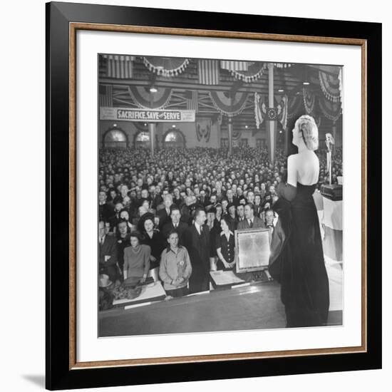 Actress Carole Lombard Performing to Help Sell War Bonds During Rally-Myron Davis-Framed Premium Photographic Print