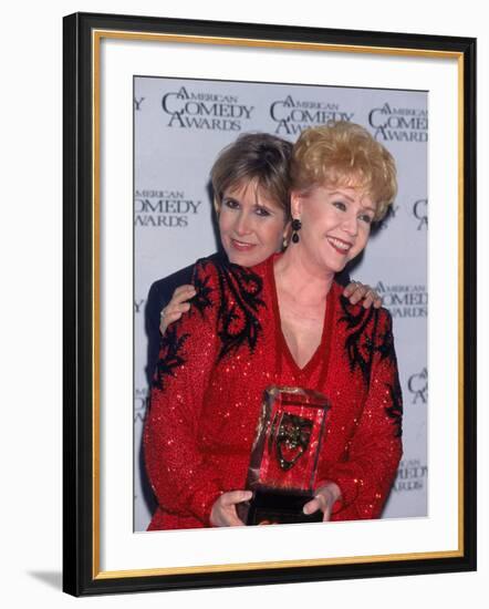 Actress Carrie Fisher Hugging Mother, Entertainer Debbi Reynolds, at American Comedy Awards-Mirek Towski-Framed Premium Photographic Print