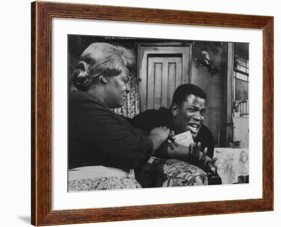 Actress Claudia Mcneil and Actor Sidney Poitier in a Scene from the Play "A Raisin in the Sun"-null-Framed Premium Photographic Print