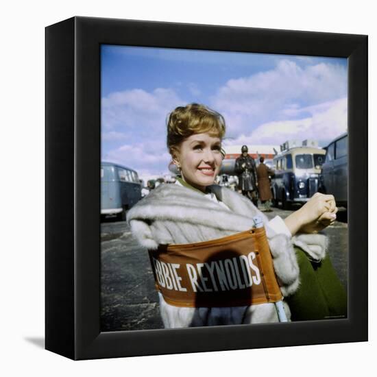 Actress Debbie Reynolds at Airport During Filming of "It Started with a Kiss"-Loomis Dean-Framed Premier Image Canvas