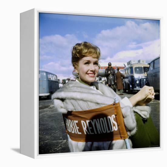 Actress Debbie Reynolds at Airport During Filming of "It Started with a Kiss"-Loomis Dean-Framed Premier Image Canvas