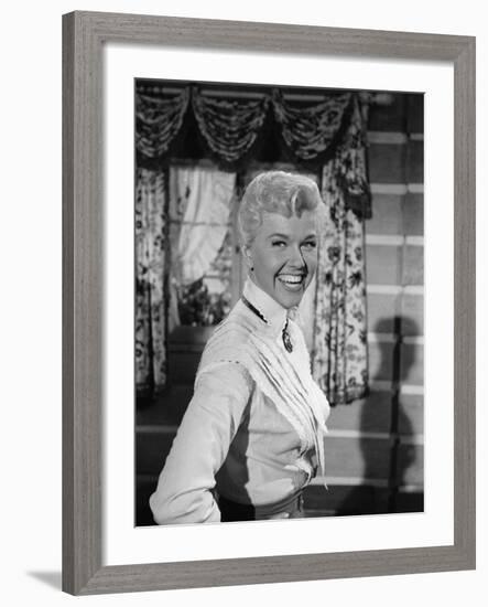 Actress Doris Day in Costume on the Set of "Calamity Jane"-Ed Clark-Framed Premium Photographic Print