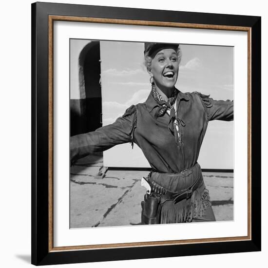 Actress Doris Day in Costume on the Set of "Calamity Jane"-Ed Clark-Framed Premium Photographic Print