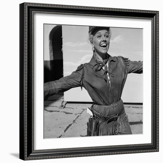 Actress Doris Day in Costume on the Set of "Calamity Jane"-Ed Clark-Framed Premium Photographic Print