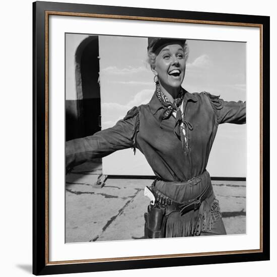 Actress Doris Day in Costume on the Set of "Calamity Jane"-Ed Clark-Framed Premium Photographic Print