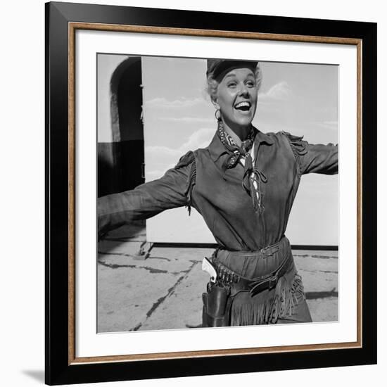 Actress Doris Day in Costume on the Set of "Calamity Jane"-Ed Clark-Framed Premium Photographic Print