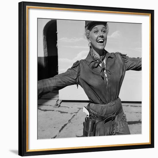 Actress Doris Day in Costume on the Set of "Calamity Jane"-Ed Clark-Framed Premium Photographic Print