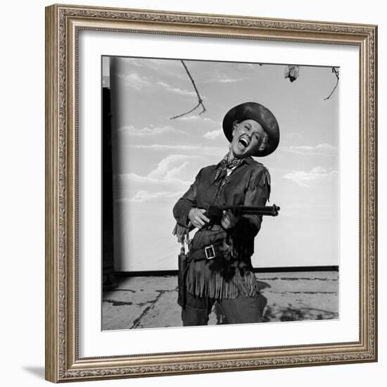 Actress Doris Day in Costume on the Set of "Calamity Jane"-Ed Clark-Framed Premium Photographic Print