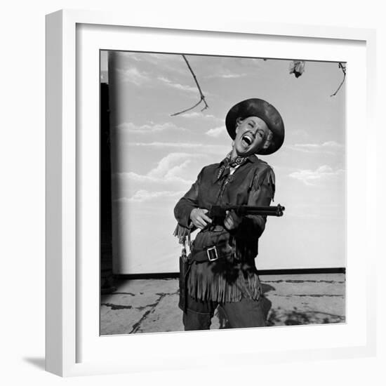 Actress Doris Day in Costume on the Set of "Calamity Jane"-Ed Clark-Framed Premium Photographic Print