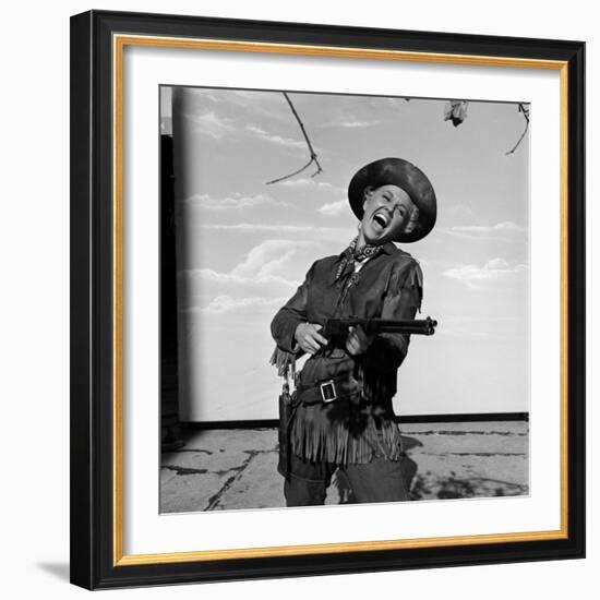 Actress Doris Day in Costume on the Set of "Calamity Jane"-Ed Clark-Framed Premium Photographic Print