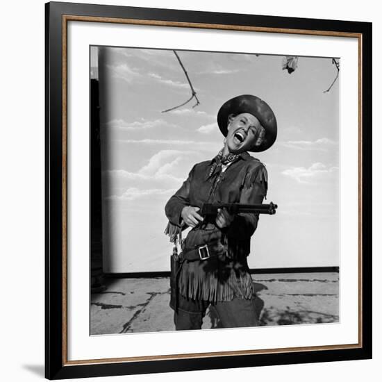 Actress Doris Day in Costume on the Set of "Calamity Jane"-Ed Clark-Framed Premium Photographic Print