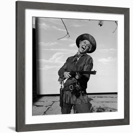 Actress Doris Day in Costume on the Set of "Calamity Jane"-Ed Clark-Framed Premium Photographic Print