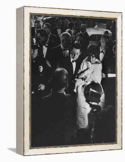 Actress Elizabeth Taylor in Crowd with Eddie Fisher-Grey Villet-Framed Premier Image Canvas