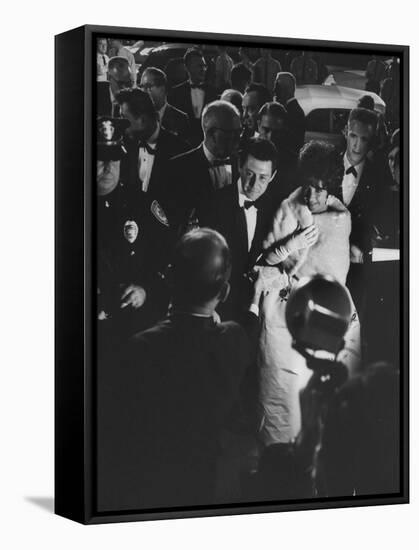 Actress Elizabeth Taylor in Crowd with Eddie Fisher-Grey Villet-Framed Premier Image Canvas