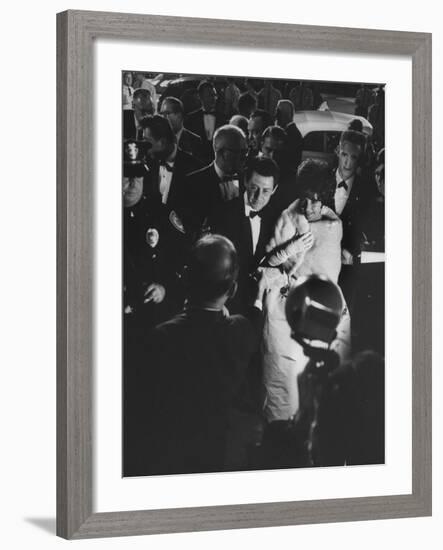 Actress Elizabeth Taylor in Crowd with Eddie Fisher-Grey Villet-Framed Premium Photographic Print