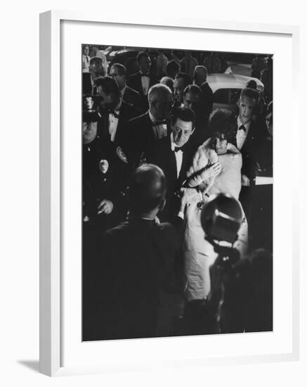 Actress Elizabeth Taylor in Crowd with Eddie Fisher-Grey Villet-Framed Premium Photographic Print