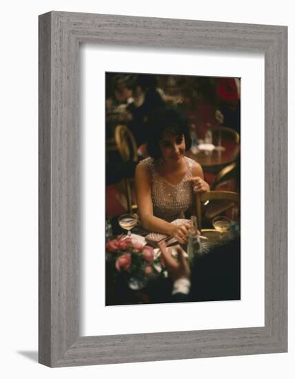 Actress Elizabeth Taylor in the Louis Sherry Bar, Metropolitan Opera Opening, New York, NY, 1959-Yale Joel-Framed Photographic Print