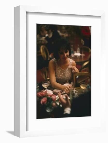 Actress Elizabeth Taylor in the Louis Sherry Bar, Metropolitan Opera Opening, New York, NY, 1959-Yale Joel-Framed Photographic Print