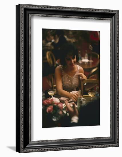 Actress Elizabeth Taylor in the Louis Sherry Bar, Metropolitan Opera Opening, New York, NY, 1959-Yale Joel-Framed Photographic Print