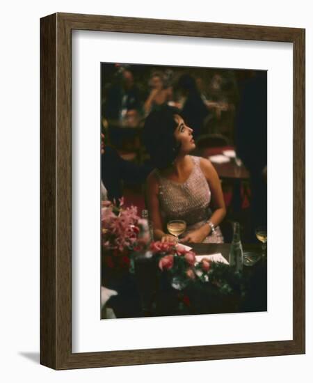 Actress Elizabeth Taylor in the Louis Sherry Bar, Metropolitan Opera Opening, New York, NY, 1959-Yale Joel-Framed Photographic Print